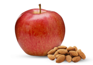 Fresh apple and raw almonds