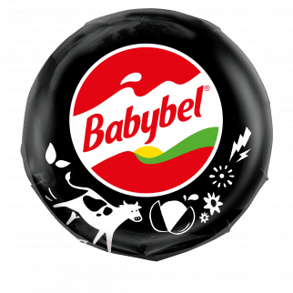 Mini Babybel® Protein Cheese wrapped with black, red and white paper